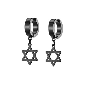 H1007 男生六芒星耳夹无需耳洞女冷淡风设计感钛钢耳骨夹情侣饰品