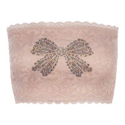 TCH烫钻蕾丝抹胸内衣女无肩带打底防走光内搭背心T75C03E1008