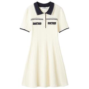 LILY BROWN2026春夏新品学院风polo领修身针织连衣裙LWNO262105