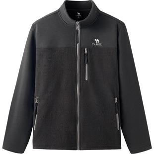 骆驼2025秋冬夹克抗静电摇粒绒外套男加绒加厚保暖抓绒衣男