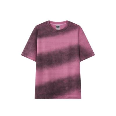 USHI悠时 男士渐变短袖T晕染条纹小众设计夏季潮牌圆领上衣男款