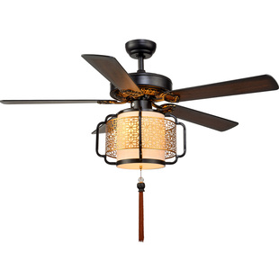 新中式风扇灯 复古中古风餐厅卧室茶室吊扇灯灯笼电扇灯2025新款