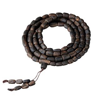 越南顺化黑奇楠沉香手串文玩全沉水老料棋楠随形桶珠多圈佛珠手链