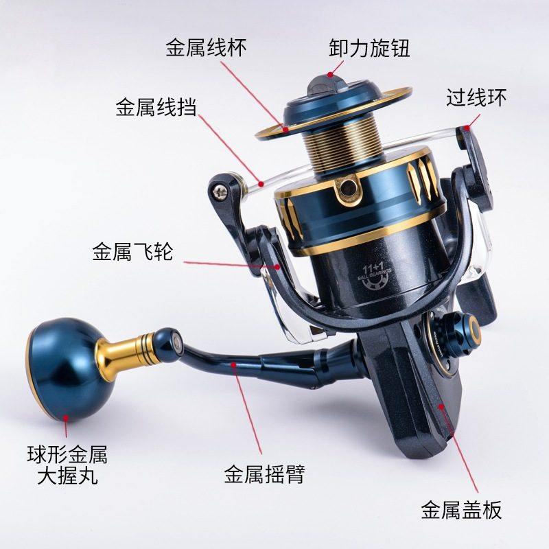 钓士尼新款黑骑士全金属纺车轮3000-10000HG铁板近海船钓波爬鱼轮
