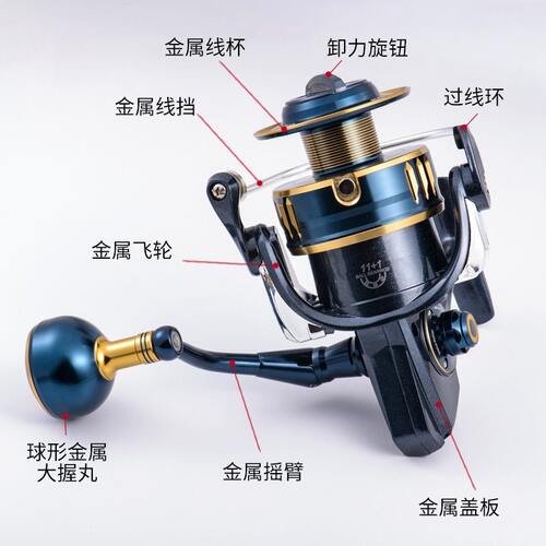 钓士尼新款黑骑士全金属纺车轮3000-10000HG铁板近海船钓波爬鱼轮