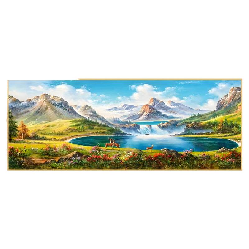 山间聚宝盆diy数字油画高级感玄关装饰画山水风景大尺寸客厅丙烯