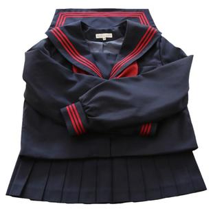 JK制服套装水手服jk制服旗舰店正品套装 黑色赤二本三本 不良长裙