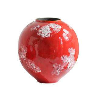 陶瓷红色花瓶客厅中式摆件复古高级感干花插花中古风餐桌大肚花器