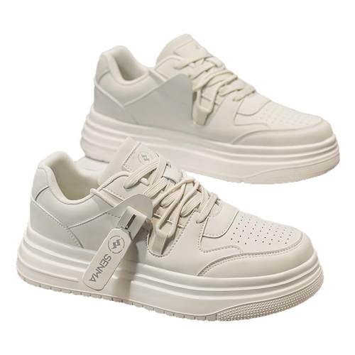 森马男鞋2025新款冬季运动休闲低帮板鞋男士真皮软底增高小白潮鞋