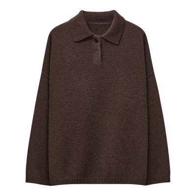 MOORING泊 松弛感纯绵羊毛复古宽松polo领针织衫秋季毛衣