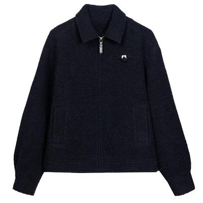 羊驼毛羊毛圈圈毛呢翻领夹克外套