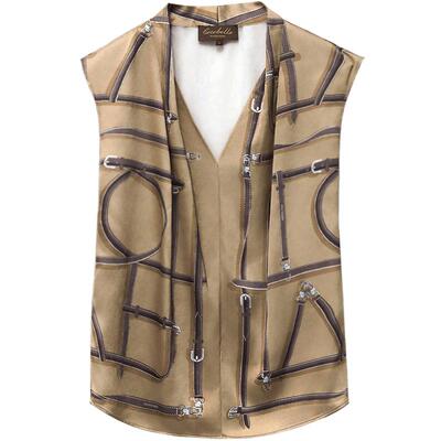 COCOBELLA重磅缎面印花无袖衬衫