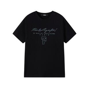 KARL LAGERFELD【棉】草签带钻轻奢短袖T恤25夏季新品老佛爷男装
