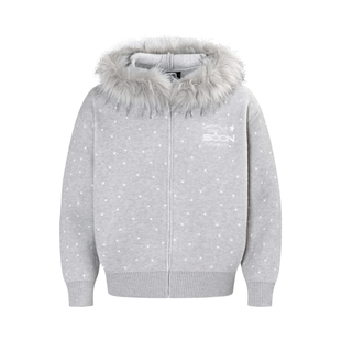 KHIAN SOON美式波点休闲慵懒风针织衫上衣女秋冬连帽毛衣加厚外套