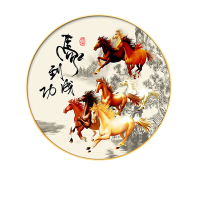 客厅装饰画马到成功骏马图壁画