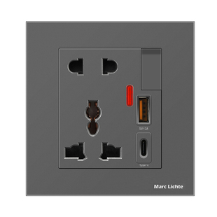 香港澳版暗装13a英式插座带USB多孔电制灯制86型英标国际灰色面板