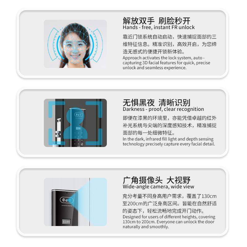 人脸密码磁卡钥匙智能门锁现货防盗门电子密码锁可视对讲工厂批发
