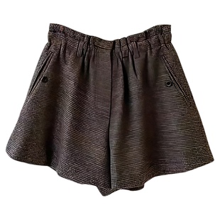 OUNCE撞色格子小香风短裤韩国2026叠穿神器松紧腰宽松靴裤M