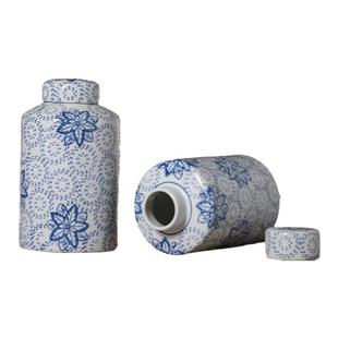 仿古青花瓷花瓶复古亮釉新中式高级感创意陶瓷插花花瓶花器摆件