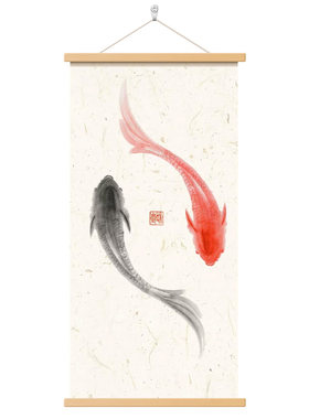 新中式太极双鱼玄关挂画