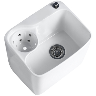 梦越拖把池家用陶瓷卫生间洗地拖布池阳台墩布池子一体水槽沥水篮