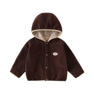 儿童外套秋冬装男童双面绒连帽卫衣女童加绒上衣洋气婴儿宝宝冬装