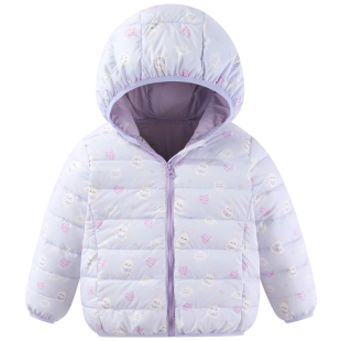 波姆熊婴儿童轻薄羽绒服2025秋冬新款男童女童白鸭绒宝宝连帽外套