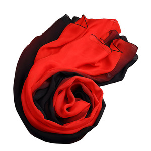 黑红渐变色桑蚕丝真丝丝巾长款围巾女披肩纱巾薄款春秋冬夏季百搭