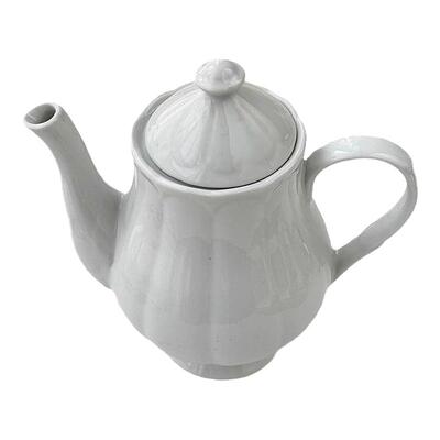 法式复古外贸出口中古老货高温冷白陶瓷浮雕花苞下午茶壶奶罐奶壶