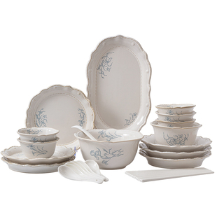 碗家用2026新款高颜值中古风餐具碗筷碗碟碗盘健康釉下彩乔迁礼物