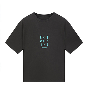 SYMOCOLOR基础logo印花纯棉圆领短袖t恤2025春夏新款青少年打底衫