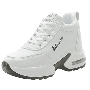 品牌内增高8CM厚底小白鞋女全牛皮真皮休闲鞋运动鞋坡跟秋新款潮