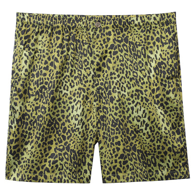 家居休闲豹纹纽扣男士短裤