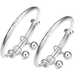 周六福宝宝手镯婴儿童S999足银饰活口款满月周岁礼物