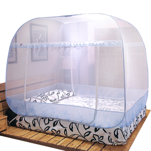 免安装蚊帐蒙古包2.0米三开门方顶1.5/1.8m床双人家用加密卧室