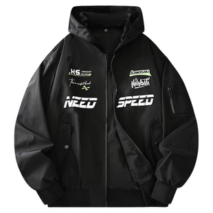 Kawasaki川崎户外抽褶袖假两件连帽工装飞行员夹克外套 男女同款