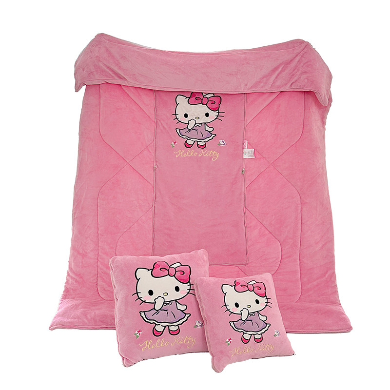 hellokitty牛奶绒抱枕被子两用