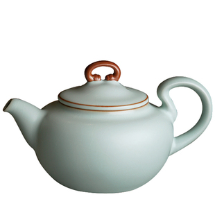 青澹汝窑茶壶茶具单壶开片可养景德镇原矿陶瓷汝瓷手工青瓷礼盒装