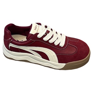 秀气显脚小~磨砂真皮轻便板鞋女2025秋新款百搭圆头休闲运动鞋潮