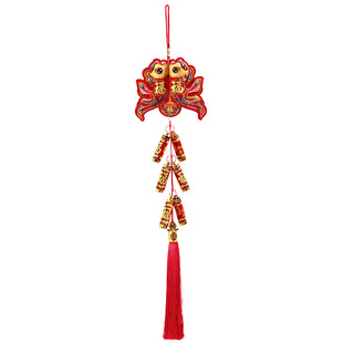 2026马年新年挂饰中国结铃铛挂串鞭炮串喜庆乔迁入户门背景墙装饰