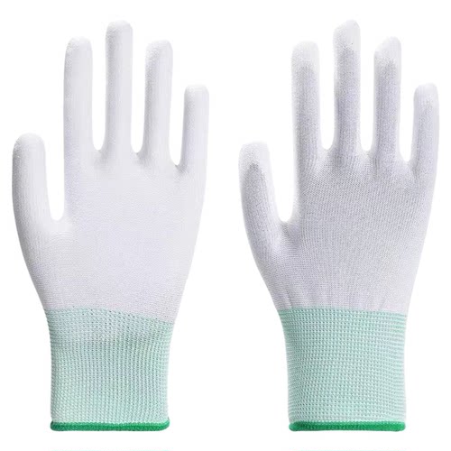 240双尼龙涂指手套涂掌浸胶薄款耐磨电子无尘防静电防护手套批发