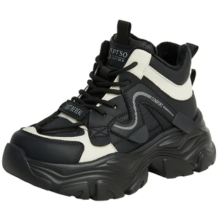 商场同款百田森加绒厚底老爹鞋女款增高运动鞋女士休闲鞋厚底女鞋