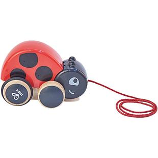 Hape拖拉瓢虫儿童宝宝婴幼男女孩木制手拉拖拉绳学步益智玩具1岁+