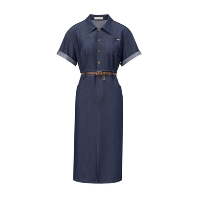 衬衫式牛仔连衣裙修身收腰珂思