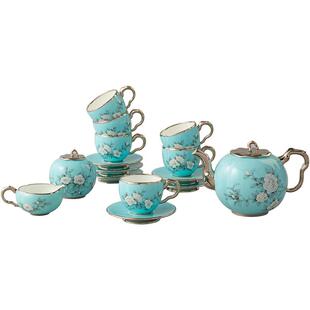 永丰源 手绘蓝17头咖啡具 豪华精致下午茶套装 轻奢咖啡具礼盒