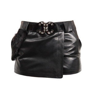 2025秋冬新款欧韩绵羊皮裙裤水貂海宁真皮皮裤短裤女包臀显瘦靴裤