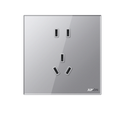 俊朗灰10年玻璃面板开关插座