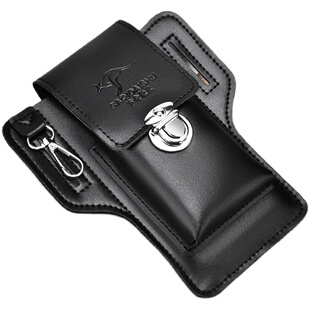 萨奇袋鼠真皮手机包男腰包2024新款多功能穿皮带包包可放香烟卡包