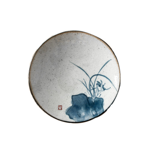 圣山粗陶杯托陶瓷茶托功夫茶具茶道配件手绘青花仿古茶杯垫