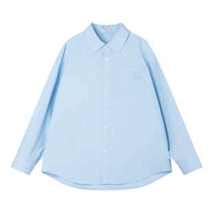 MUCMUKN【时尚必备】经典miu系蓝衬衫叠穿莱赛尔天丝棉男女童26春